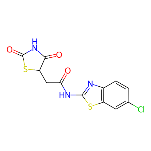 N-(6-氯苯并[d]噻唑-2-基)-2-(2,4-二氧噻唑烷-5-基)乙酰胺,N-(6-Chlorobenzo[d]thiazol-2-yl)-2-(2,4-dioxothiazolidin-5-yl)acetamide