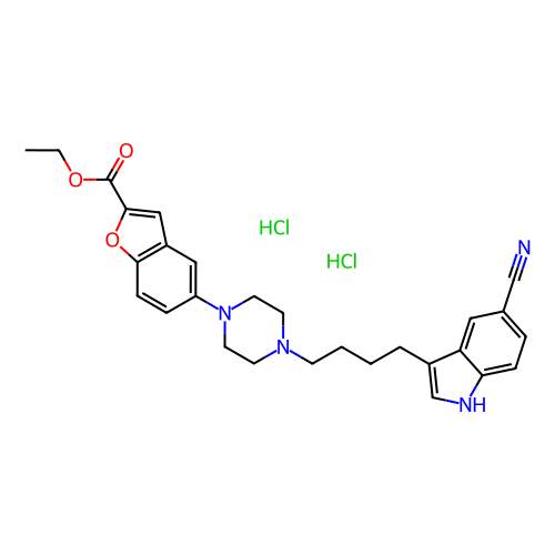5-[4-[4-(5-氰基-1H-吲哚-3-基)丁基]-1-哌嗪基]-2-苯并呋喃羧酸乙酯盐酸盐,Ethyl 5-(4-(4-(5-cyano-1H-indol-3-yl)butyl)piperazin-1-yl)benzofuran-2-carboxylate (dihydrochloride)