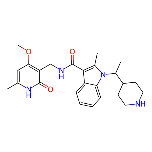N-((4-甲氧基-6-甲基-2-氧代-1,2-二氢吡啶-3-基)甲基)-2-甲基-1-(1-(哌啶-4-基)乙基)-1H-吲哚-3-甲酰胺,N-((4-methoxy-6-methyl-2-oxo-1,2-dihydropyridin-3-yl)methyl)-2-methyl-1-(1-(piperidin-4-yl)ethyl)-1H-indole-3-carboxamide
