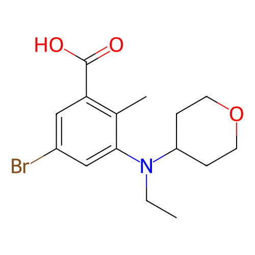 5-溴-3-(乙基(四氢-2H-吡喃-4-基)氨基)-2-甲基苯甲酸,5-Bromo-3-(ethyl(tetrahydro-2H-pyran-4-yl)amino)-2-methylbenzoic acid