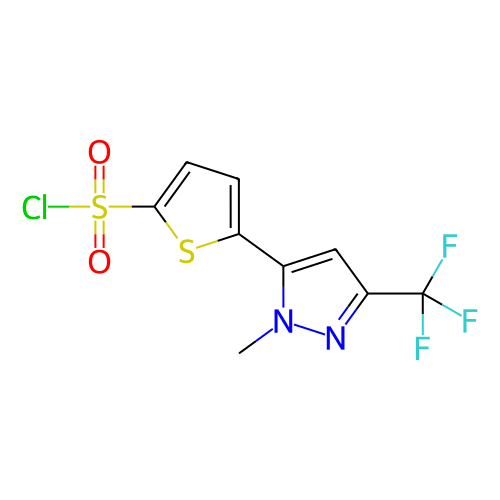 5-(1-甲基-3-(三氟甲基)-1H-吡唑-5-基)噻吩-2-磺酰氯,5-(1-Methyl-3-(trifluoromethyl)-1H-pyrazol-5-yl)thiophene-2-sulfonyl chloride