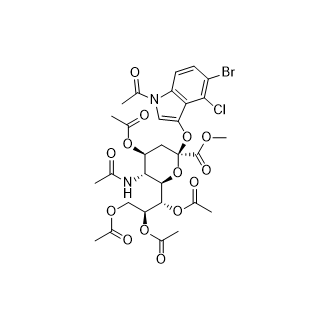 (1S,2S)-1-((2R,3R,4S,6S)-3-乙酰氨基-4-乙酰氧基-6-((1-乙酰基-5-溴-4-氯-1H-吲哚-3-基 )氧基)-6-(甲氧基羰基)四氢-2H-吡喃-2-基)丙烷-1,2,3-三基三乙酸酯,(1S,2S)-1-((2R,3R,4S,6S)-3-acetamido-4-acetoxy-6-((1-acetyl-5-bromo-4-chloro-1H-indol-3-yl)oxy)-6-(methoxycarbonyl)tetrahydro-2H-pyran-2-yl)propane-1,2,3-triyl triacetate