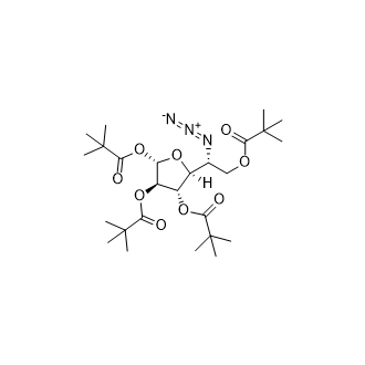 (3R,4S,5S)-5-((R)-1-叠氮基-2-(新戊酰氧基)乙基)四氢呋喃-2,3,4-三基三(2,2-二甲基丙酸酯),(2S,3R,4S,5S)-5-((R)-1-Azido-2-(pivaloyloxy)ethyl)tetrahydrofuran-2,3,4-triyl tris(2,2-dimethylpropanoate)