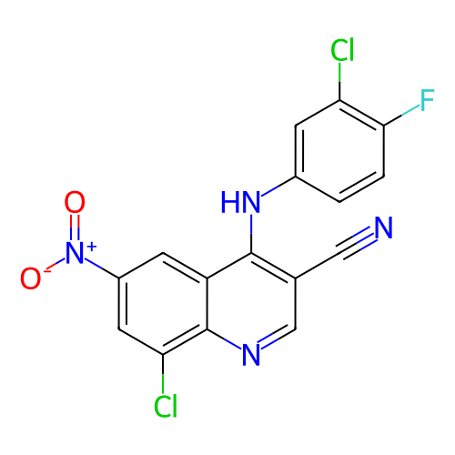 8-氯-4-((3-氯-4-氟苯基)氨基)-6-硝基喹啉-3-甲腈,8-Chloro-4-((3-chloro-4-fluorophenyl)amino)-6-nitroquinoline-3-carbonitrile