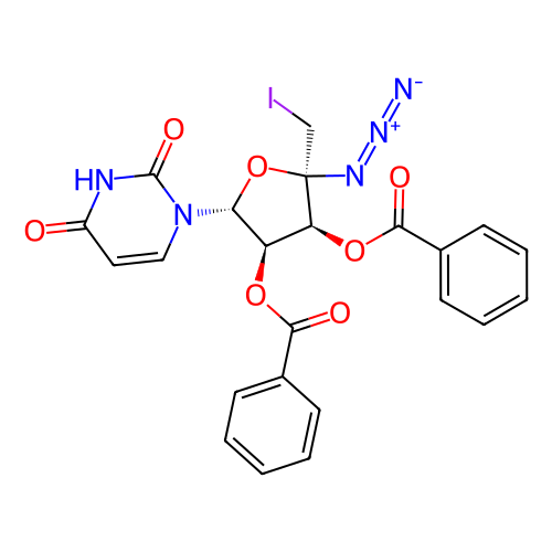 (2S,3S,4R,5R)-2-叠氮基-5-(2,4-二氧代-3,4-二氢嘧啶-1(2H)-基)-2-(碘甲基)四氢呋喃-3,4-二基二苯甲酸酯,(2S,3S,4R,5R)-2-azido-5-(2,4-dioxo-3,4-dihydropyrimidin-1(2H)-yl)-2-(iodomethyl)tetrahydrofuran-3,4-diyl dibenzoate