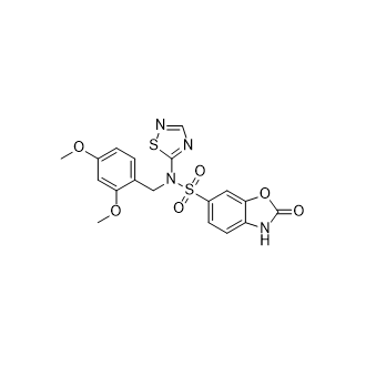 N-(2,4-二甲氧基苄基)-2-氧代-N-(1,2,4-噻二唑-5-基)-2,3-二氢苯并[d]噁唑-6-磺酰胺,N-(2,4-dimethoxybenzyl)-2-oxo-N-(1,2,4-thiadiazol-5-yl)-2,3-dihydrobenzo[d]oxazole-6-sulfonamide