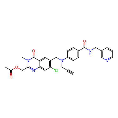 (7-氯-3-甲基-4-氧代-6-((丙-2-炔-1-基(4-((吡啶-3-基甲基)氨基甲酰基)苯基)氨基)甲基)-3,4-二氢喹唑啉-2-基)乙酸甲酯,(7-Chloro-3-methyl-4-oxo-6-((prop-2-ynyl(4-(pyridin-3-ylmethylcarbamoyl)phenyl)amino)methyl)-3,4-dihydroquinazolin-2-yl)methyl acetate