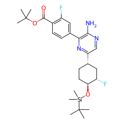 4-(3-氨基-6-((1S,3S,4S)-4-)((叔丁基二甲基甲硅烷基)氧基)-3-氟環(huán)己基)吡嗪-2-基)-2-氟苯甲酸叔丁酯,tert-Butyl 4-(3-amino-6-((1S,3S,4S)-4-((tert-butyldimethylsilyl)oxy)-3-fluorocyclohexyl)pyrazin-2-yl)-2-fluorobenzoate