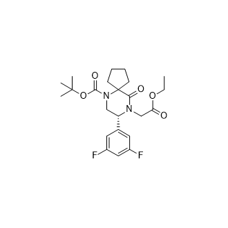 (R)-5-(3,5-二氟苯基)-9-(2-乙氧基-2-氧代乙基)-10-氧代-6,9-二氮杂螺[4.5]癸烷-6-羧酸叔丁酯,(R)-tert-butyl 8-(3,5-difluorophenyl)-9-(2-ethoxy-2-oxoethyl)-10-oxo-6,9-diazaspiro[4.5]decane-6-carboxylate