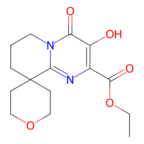 3'-羥基-4'-氧代-2,3,4',5,6,6',7',8'-八氫螺[吡喃-4,9'-吡啶并[1,2-a]嘧啶]-2'-羧酸甲酯,Ethyl 3'-hydroxy-4'-oxo-2,3,4',5,6,6',7',8'-octahydrospiro[pyran-4,9'-pyrido[1,2-a]pyrimidine]-2'-carboxylate