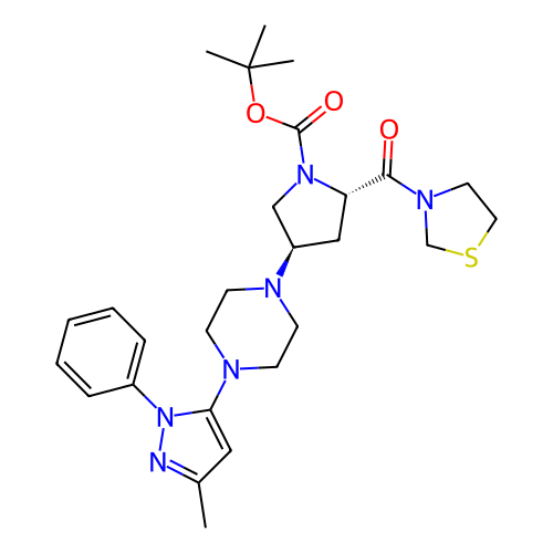 (2S,4R)-4-(4-(3-甲基-1-苯基-1H-吡唑-5-基)哌嗪-1-基)-2-(噻唑烷-3-羰基)吡咯烷-1-甲酸,tert-Butyl (2S,4R)-4-(4-(3-methyl-1-phenyl-1H-pyrazol-5-yl)piperazin-1-yl)-2-(thiazolidine-3-carbonyl)pyrrolidine-1-carboxylate