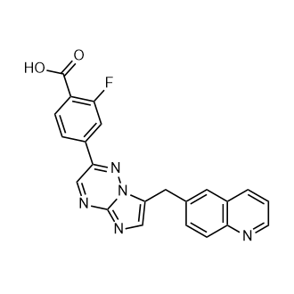 2-氟-4-[7-[(喹啉-6-基)甲基]咪唑并[1,2-b][1,2,4]三嗪-2-基]苯甲酸,2-Fluoro-4-[7-[(quinolin-6-yl)methyl]imidazo[1,2-b][1,2,4]triazin-2-yl]benzoic acid