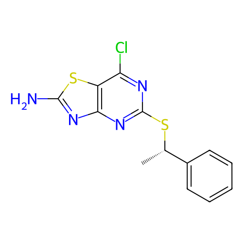 (S)-7-氯-5-((1-苯基乙基)硫基)噻唑并[4,5-d]嘧啶-2-胺,(S)-7-chloro-5-((1-phenylethyl)thio)thiazolo[4,5-d]pyrimidin-2-amine