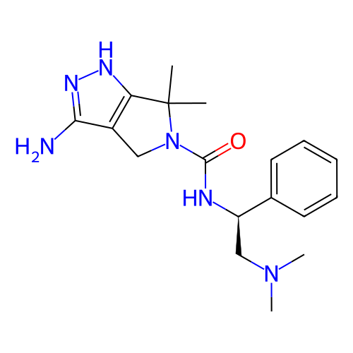 (S)-3-氨基-N-(2-(二甲基氨基)-1-苯基乙基)-6,6-二甲基-4,6-二氢吡咯并[3,4-c]吡唑-5(2H)-甲酰胺,(S)-3-amino-N-(2-(dimethylamino)-1-phenylethyl)-6,6-dimethyl-4,6-dihydropyrrolo[3,4-c]pyrazole-5(2H)-carboxamide