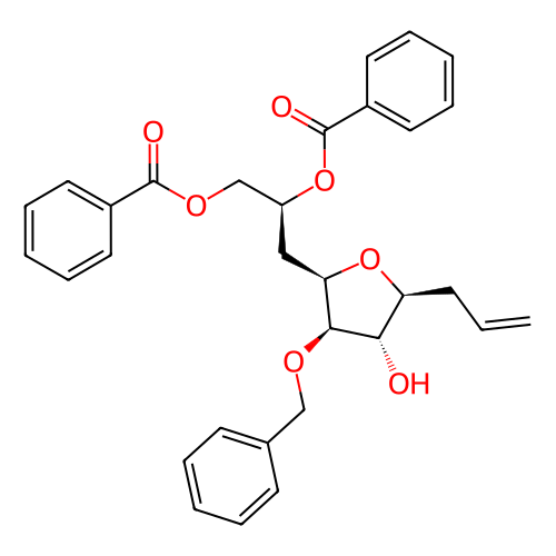 (S)-3-((2R,3R,4S,5S)-5-烯丙基-3-(苄氧基)-4-羟基四氢呋喃-2-基)丙烷-1,2-二基二苯甲酸酯,(S)-3-((2R,3R,4S,5S)-5-allyl-3-(benzyloxy)-4-hydroxytetrahydrofuran-2-yl)propane-1,2-diyl dibenzoate