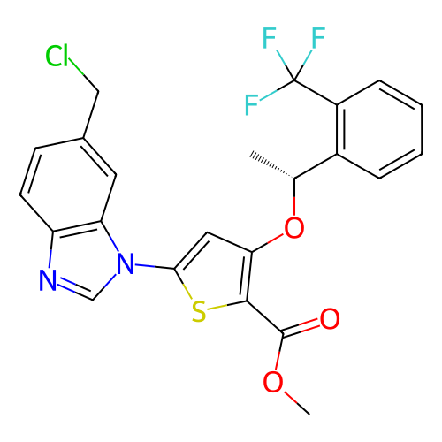 (R)-5-(6-(氯甲基)-1H-苯并[d]咪唑-1-基)-3-(1-(2-(三氟甲基)苯基)乙氧基)噻吩-2-甲酸甲酯,(R)-methyl 5-(6-(chloromethyl)-1H-benzo[d]imidazol-1-yl)-3-(1-(2-(trifluoromethyl)phenyl)ethoxy)thiophene-2-carboxylate