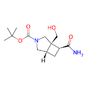 rel-((1S,5R,7R)-7-氨基甲酰基-1-(羟甲基)-3-氮杂双环[3.2.0]庚烷-3-羧酸叔丁酯）