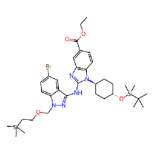 trans-2-((5-溴-1-((2-(三甲基甲硅烷基)乙氧基)甲基)-1H-吲唑-3-基)氨基)-1-((1r,4r)-4-((叔丁基二甲基甲硅烷基基)氧基)环己基)-1H-苯并[d]咪唑-5-羧酸乙酯,1012104-44-7