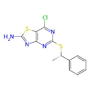 (S)-7-氯-5-((1-苯基乙基)硫基)噻唑并[4,5-d]嘧啶-2-胺,911820-08-1