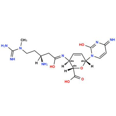 4-[3-氨基-5-(1-甲基胍基)戊酰氨基]-1-[4-氨基-2-氧代-1(2H)-嘧啶基]-1,2,3,4-四脱氧-β,D赤己-2-烯吡喃糖醛酸，灰瘟素阿曲库铵草酸盐,Blasticidin S