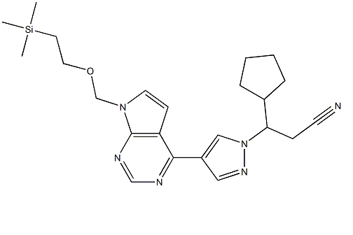 3-环戊基-3-[4-(7-(2-(三甲基硅基)乙氧基]甲基-7H-吡咯并[2,3-d]嘧啶-4-基)-1H-吡唑-1-基]丙腈,cyclopentyl-3-[4-(7-[2-(trimethylsilyl)ethoxy]methyl-7H-pyrrolo[2,3-d]pyrimidin-4-yl)-1H-pyrazol-1-yl]propanenitrile