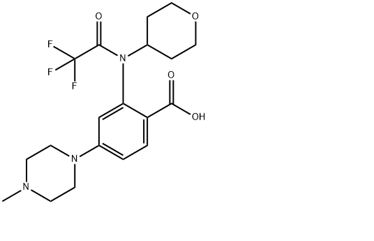 4-（4-甲基哌嗪-1-基）-2-（2,2,2-三氟-N-（四氫-2H-吡喃-4-基）乙酰胺）苯甲酸,4-(4-methylpiperazin-1-yl)-2-(2,2,2-trifluoro-N-(tetrahydro-2H-pyran-4-yl)acetamido)benzoicacid
