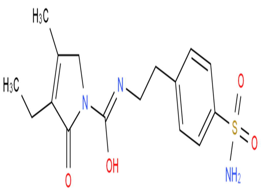 4-[2-(3-乙基-4-甲基-2-氧代-3-吡咯啉-1-甲酰胺基)乙基]苯磺酰胺,4-[2-(3-Ethyl-4-Methyl-2-Oxo-3-Pyrroline-1-Carboxamido)Ethyl]Benezenesulfonamide