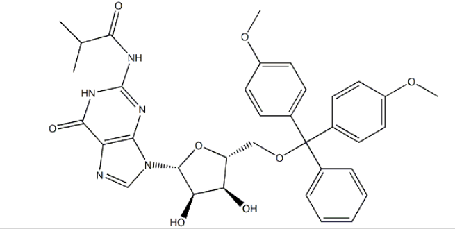 5'-O-(4,4'-二甲氧基三苯甲基)-N2-異丁酰-2'-甲氧基鳥(niǎo)苷,5'-O-DMTr-N	5'-O-DMTr-N2-isobutyrylguanosine2-isobutyrylguanosine