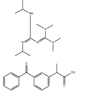 2-（3-苯甲酰基苯基）丙酸1,2-二异丙基-3,Benzeneacetic acid, 3-benzoyl-α-methyl-, compd. with N,N,N',N'-tetramethyl-N''-[[(1-methylethyl)amino][(1-methylethyl)imino]methyl]guanidine (1:1)