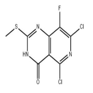 5,7-二氯-8-氟-2-(甲硫基)吡啶并[4,3-D]嘧啶-4(1H)-酮,Pyrido[4,3-d]pyrimidin-4(3H)-one, 5,7-dichloro-8-fluoro-2-(methylthio)-