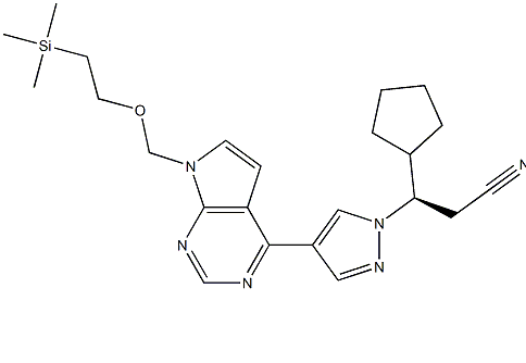 (3R)-3-环戊基-3-[4-(7-[2-(三甲基硅基)乙氧基]甲基-吡咯并[2,3-d]嘧啶-7h-4-基)-1H-吡唑基]丙腈,(3R)-3-cyclopentyl-3-[4-(7-[2-(trimethylsilyl)ethoxy]methyl-7H-pyrrolo[2,3-d]pyrimidin-4-yl)-1H-pyrazol-1-yl]propanenitrile
