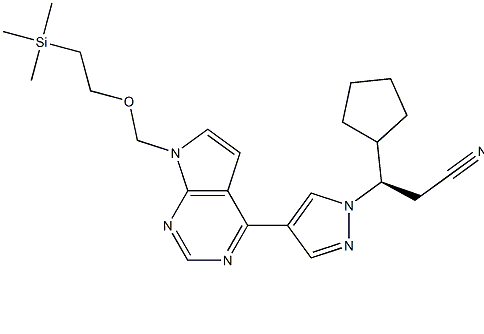 (3R)-3-環(huán)戊基-3-[4-(7-[2-(三甲基硅基)乙氧基]甲基-吡咯并[2,3-d]嘧啶-7h-4-基)-1H-吡唑基]丙腈,(3R)-3-cyclopentyl-3-[4-(7-[2-(trimethylsilyl)ethoxy]methyl-7H-pyrrolo[2,3-d]pyrimidin-4-yl)-1H-pyrazol-1-yl]propanenitrile