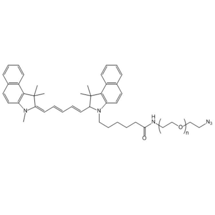 花青素Cy5.5-聚乙二醇-疊氮,Cy5.5-PEG-Azide;Cy5.5-PEG-N3;Cyanine5.5-PEG-N3;Cyanine5.5-PEG-Azide