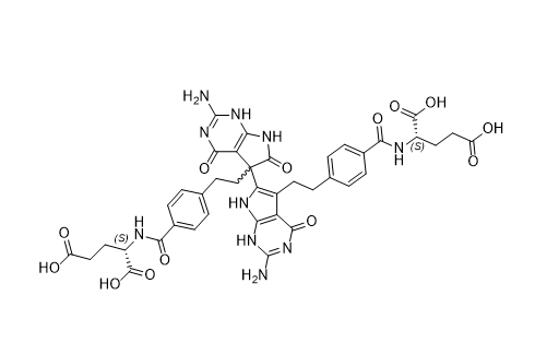培美曲塞雜質(zhì)02&03,(2S,2'S)-2,2'-((4,4'-((2,2'-diamino-4,4',6-trioxo-4,4',5,6,7,7'-hexahydro-1H,1'H-[5,6'-bipyrrolo[2,3-d]pyrimidine]-5,5'-diyl)bis(ethane-2,1-diyl))bis(benzoyl))bis(azanediyl))dipentanedioic acid