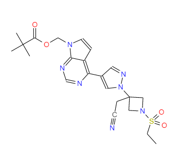 巴瑞克替尼中間體3,(4-(1-(3-(cyanomethyl)-1-(ethylsulfonyl)azetidin-3-yl)- 1H-pyrazol-4-yl)-7H-pyrrolo[2,3-d]pyrimidin-7-yl)methyl pivalate