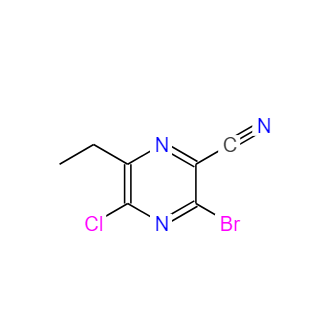 3-溴-5-氯-6-乙基吡嗪-2-甲腈,3-bromo-5-chloro-6-ethylpyrazine-2-carbonitrile