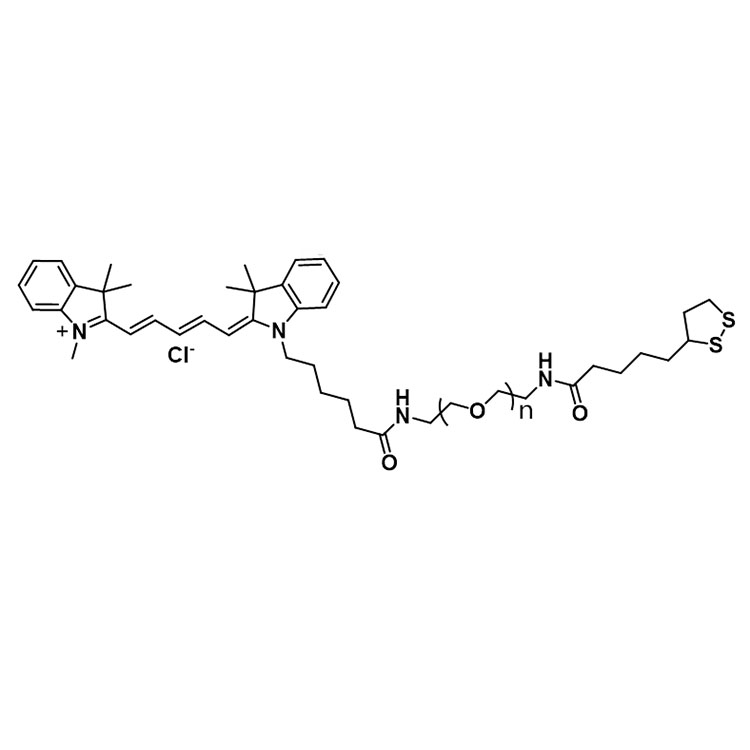 花青素Cy5-聚乙二醇-硫辛酸,Cyanine5-PEG-LA;Cy5-PEG-Lipoic acid;Cyanine5-PEG-Lipoic acid;Cy5-PEG-LA