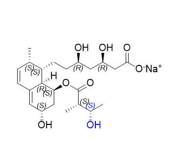 普伐他汀雜質(zhì)05,Sodium (3R,5R)-3,5-dihydroxy-7-[(1S,2S,6S,8S,8aR)-6-hydroxy- 8-[[(2S,3S)3-hydroxy-2-methylbutanoyl]oxy]-2-methyl- 1,2,6,7,8,8a-hexahydronaphthalen-1-yl]heptanoic acid