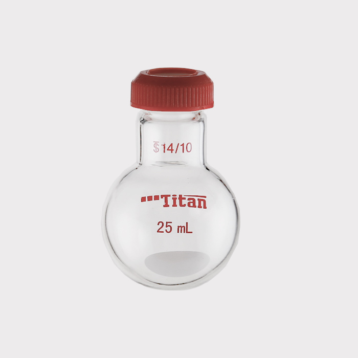 微量螺纹口圆底烧瓶 磨口：14/10，25ml 特优级|25ml|Titan/泰坦,微量螺纹口圆底烧瓶 磨口：14/10，25ml 特优级|25ml|Titan/泰坦