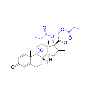 倍他米松杂质02,2-oxo-2-((4aS,4bR,5aR,6aS,7R,8S,9aS,9bS)-4a,6a,8-trimethyl-2-oxo-7-(propionyloxy)-2,4a,5a,6,6a,7,8,9,9a,9b,10,11-dodecahydrocyclopenta[1,2]phenanthro[4,4a-b]oxiren-7-yl)ethyl propionate