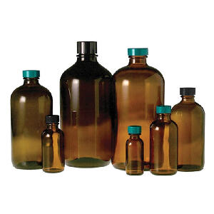 棕色窄口瓶 白盖PTFE垫片 240ml 24-400|61×140mm|Qorpak