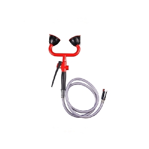 手持式洗眼器（双喷头）红色 铜+不锈钢 配置 1.5 米软性 PVC 管|西斯贝尔/Sysbel