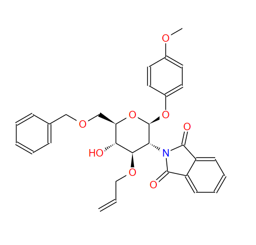 4-甲氧苯基-3-O-烯丙基-6-O-苄基-2-脱氧-2-邻苯二甲酰亚胺-Β-D-吡喃葡萄糖苷,4-Methoxyphenyl 3-O-Allyl-6-O-benzyl-2-deoxy-2-phthalimido-beta-D-glucopyranoside