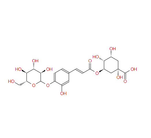 5-O-[4'-O-(Β-D-吡喃葡萄糖基)咖啡?；鵠奎寧酸,Cyclohexanecarboxylic acid, 3-[[(2E)-3-[4-(D-glucopyranosyloxy)-3-hydroxyphenyl]-1-oxo-2-propen-1-yl]oxy]-1,4,5-trihydroxy-, (1S,3R,4R,5R)-