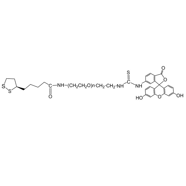 硫辛酸-聚乙二醇-荧光素,LA-PEG-Fluorescein;Lipoic acid-PEG-FITC;LA-PEG-FITC