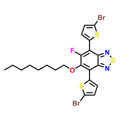 4,7-bis(5-bromothiophen-2-yl)-5-fluoro-6-(octyloxy)benzo[c][1,2,5]thiadiazole,4,7-bis(5-bromothiophen-2-yl)-5-fluoro-6-(octyloxy)benzo[c][1,2,5]thiadiazole