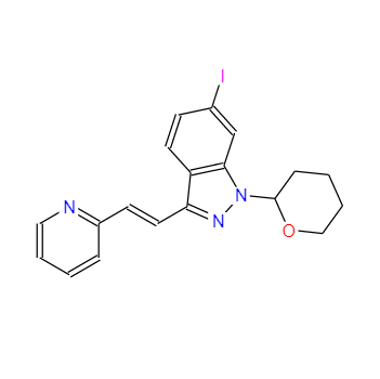 (E)-6-碘-3-[2-(吡啶-2-基)乙烯基]-1-(四氫-2H-吡喃-2-基)-1H-吲唑,(E)-6-Iodo-3-[2-(pyridin-2-yl)ethenyl]-1-(tetrahydro-2H-pyran-2-yl)-1H-indazole