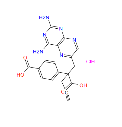 4-(2-羧基-1-(2,4-二氨基蝶呤-6-基)戊-4-炔-2-基)苯甲酸盐酸盐,6-Pteridinepropanoic acid, 2,4-diamino-α-(4-carboxyphenyl)-α-2-propyn-1-yl-, hydrochloride