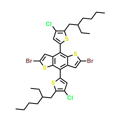 2,6-二溴-4,8-雙(4-氯-5-(2-乙基己基)噻吩基)苯并[1,2-b:4,5-b']二噻吩,2,6-Dibromo-4,8-bis(4-chloro-5-(2-ethylhexyl)thienyl)benzo[1,2-b:4,5-b']dithiophene