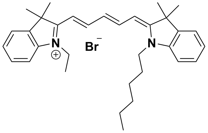 2-[5-(1-乙基-1,3-二氫-3,3-二甲基-2H-吲哚-2-亞基)-1,3-戊二烯-1-基]-1-己基-3,3-二甲基-2-亞基-3H- 吲哚鎓,1-ethyl-2-((1E,3E)-5-((Z)-1-hexyl-3,3- dime thylindolin-2-ylidene)penta-1,3-dien-1-yl)-3,3-dimethyl -3H-indol-1-ium bromide